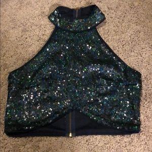 crop sequin shirt